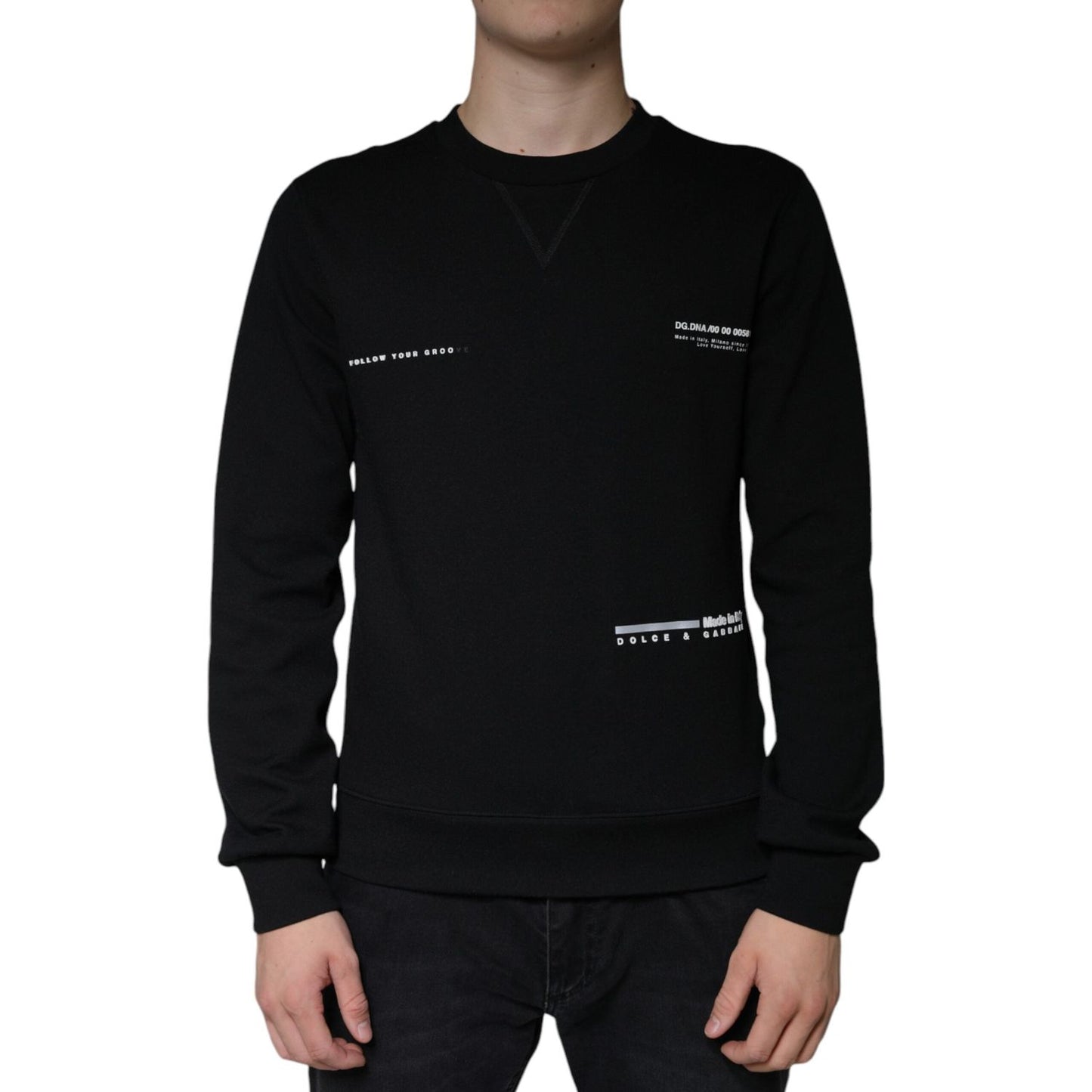 Dolce & Gabbana Black Logo Print CrewNeck Sweatshirt Sweater TSH7918-46