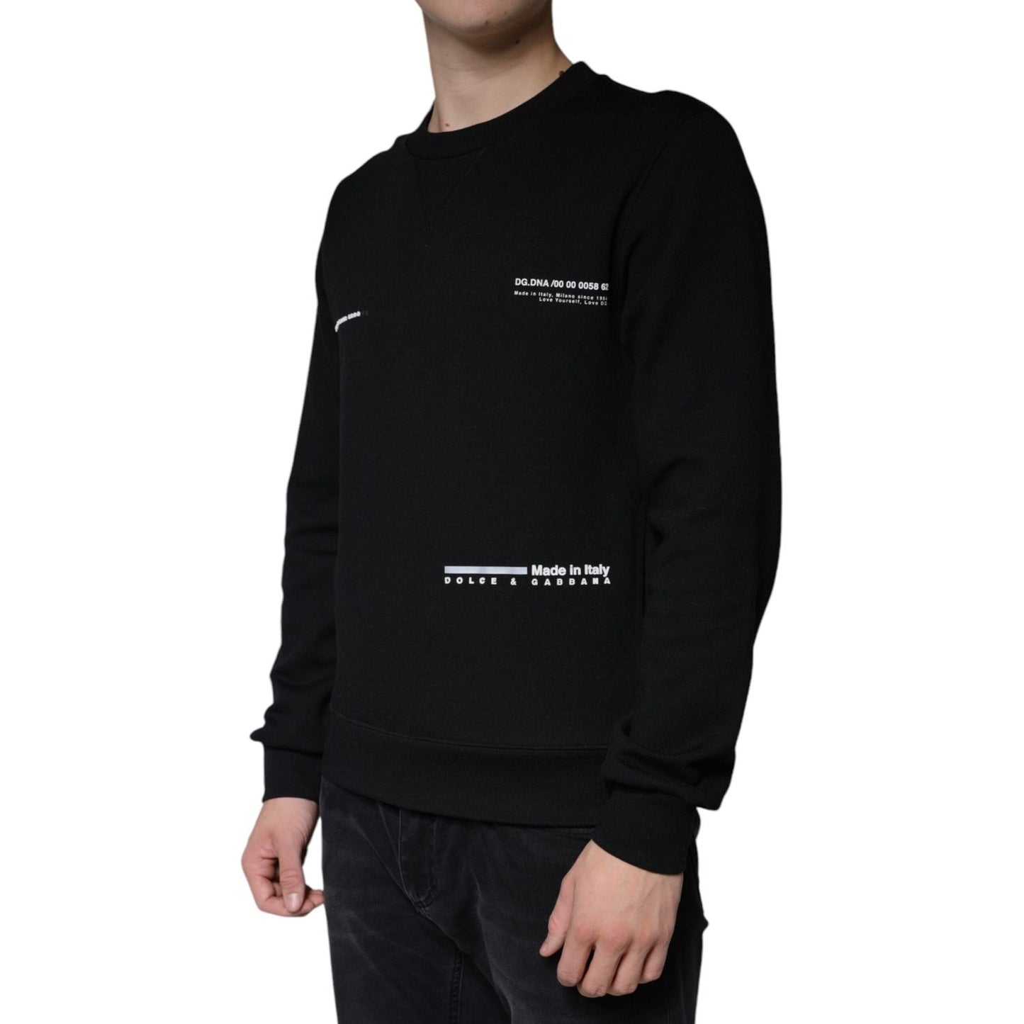 Dolce & Gabbana Black Logo Print CrewNeck Sweatshirt Sweater TSH7918-46