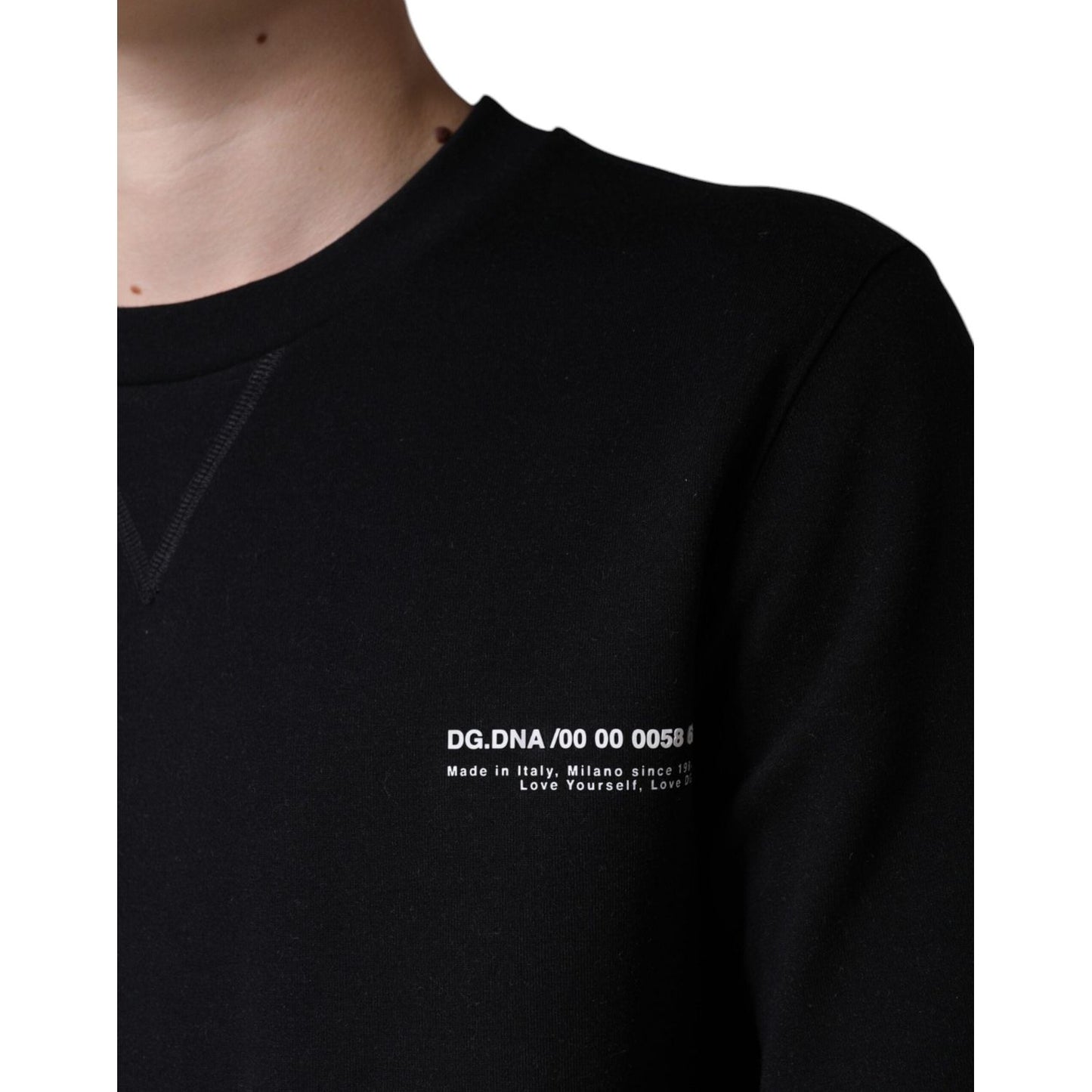 Dolce & Gabbana Black Logo Print CrewNeck Sweatshirt Sweater TSH7918-46