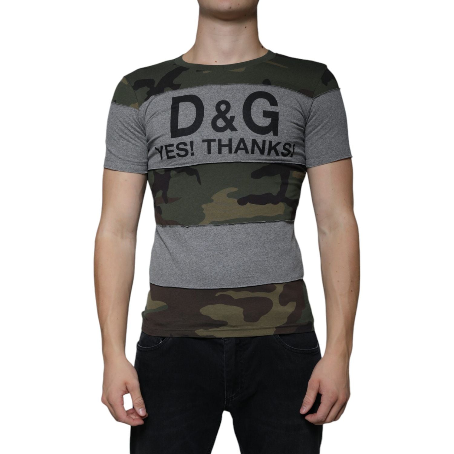 Dolce & Gabbana Multicolor Camouflage Cotton Crew Neck T-shirt