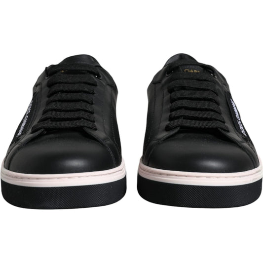 Dolce & Gabbana Black Leather Low Top Men Sneakers Shoes