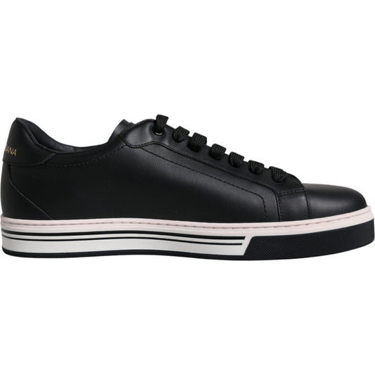Dolce & Gabbana Black Leather Low Top Men Sneakers Shoes