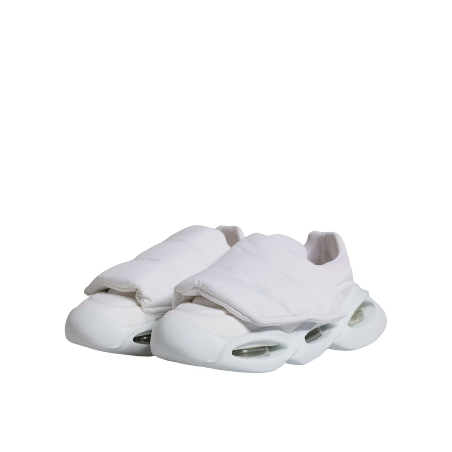 Dolce & Gabbana White Padded Fabric Low Top Sneakers Shoes