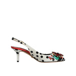 Dolce & Gabbana Multicolor Leather Crystal Heels Slingback Shoes