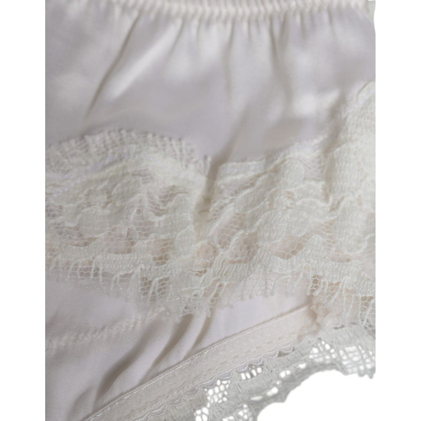 Dolce & Gabbana White Silk Stretch Panty Balconette Bra Underwear