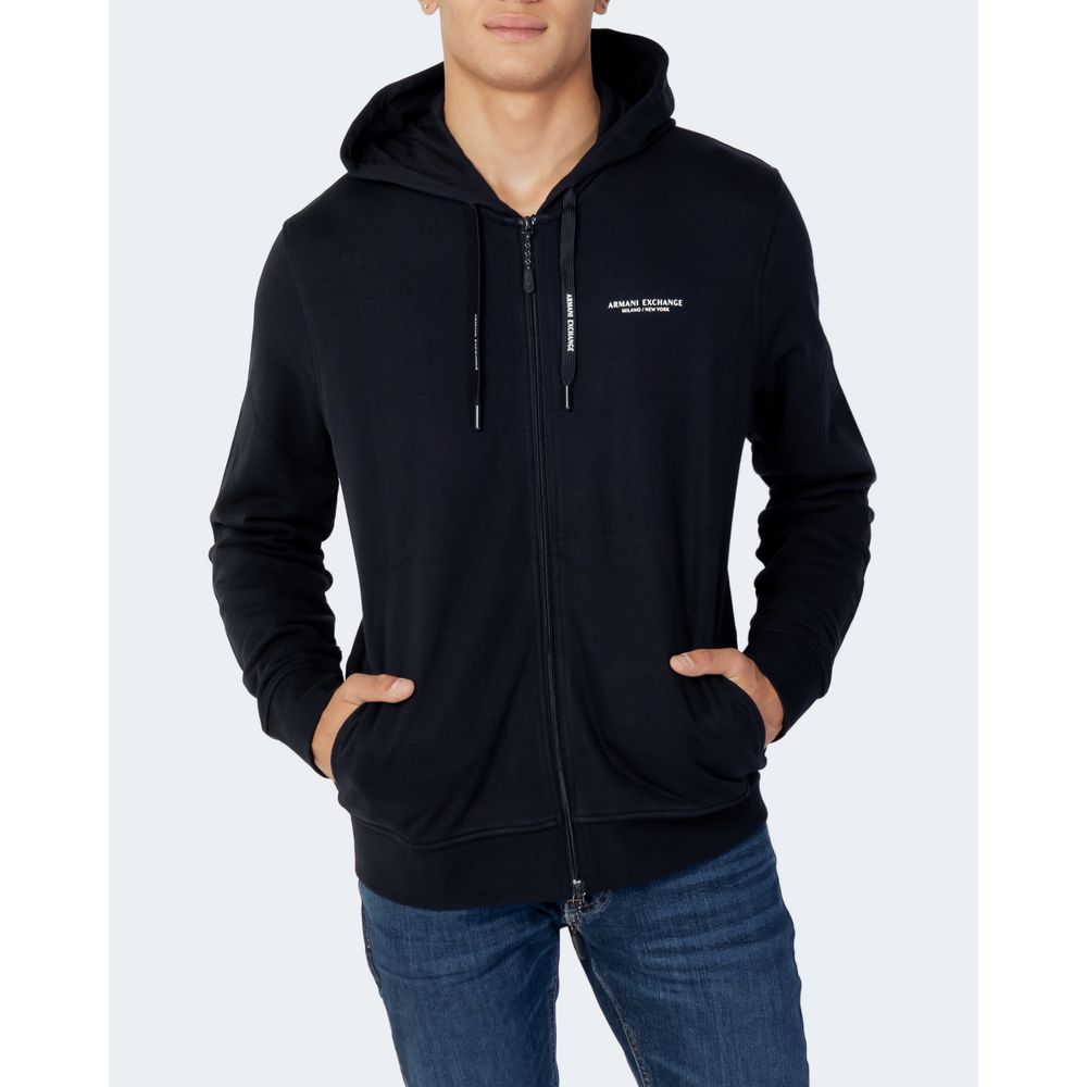 Armani Exchange Blue Cotton Hoodie