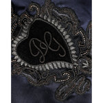 Dolce & Gabbana Blue Crown Heart Full Zip Men Bomber Jacket