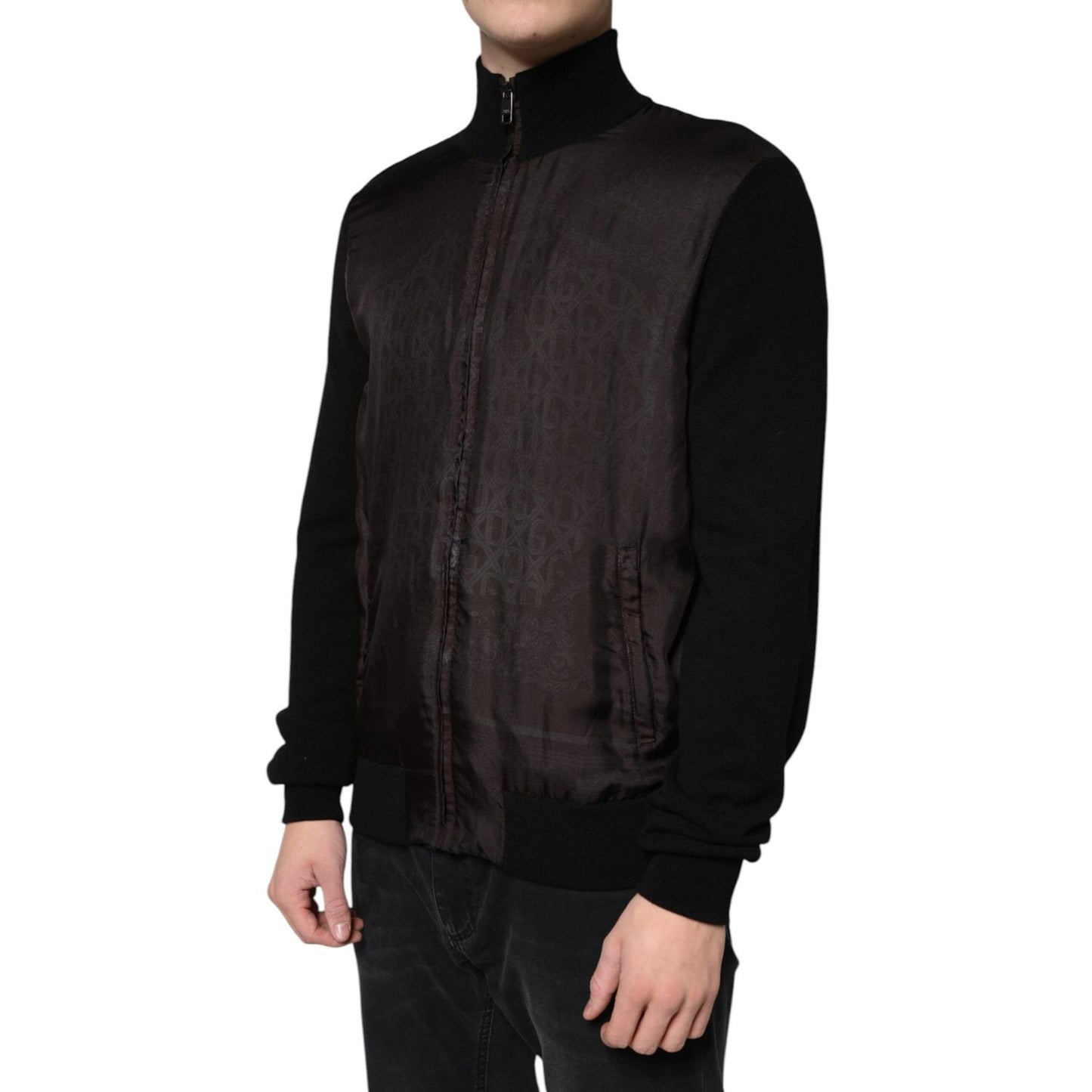 Dolce & Gabbana Black Logo Monogram Full Zip Bomber Jacket