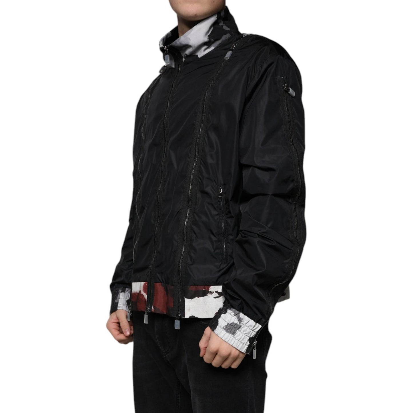 Dolce & Gabbana Black Nylon Full Zip Men Bomber Jacket