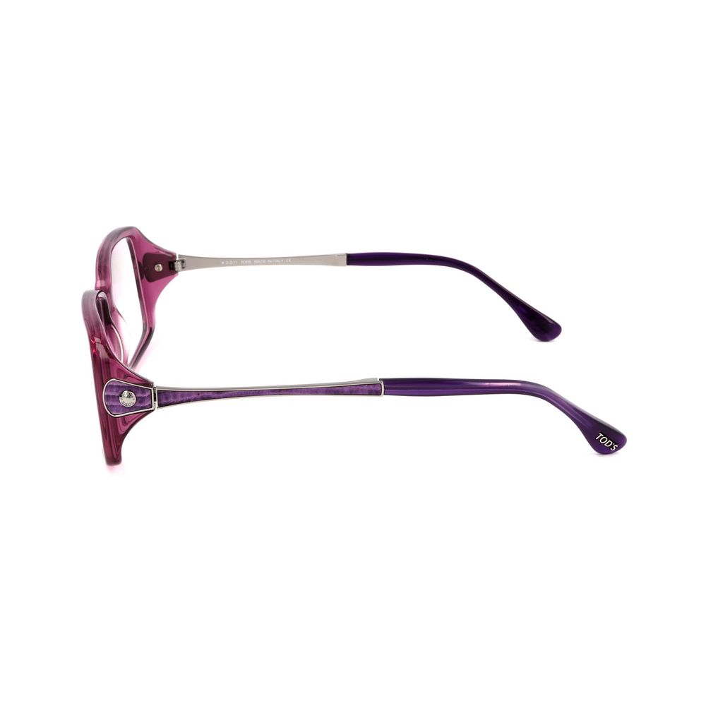 Side view of Tod's Purple Acetate Frames showing bright violet color and design details in acetate material, model TO5043081.
