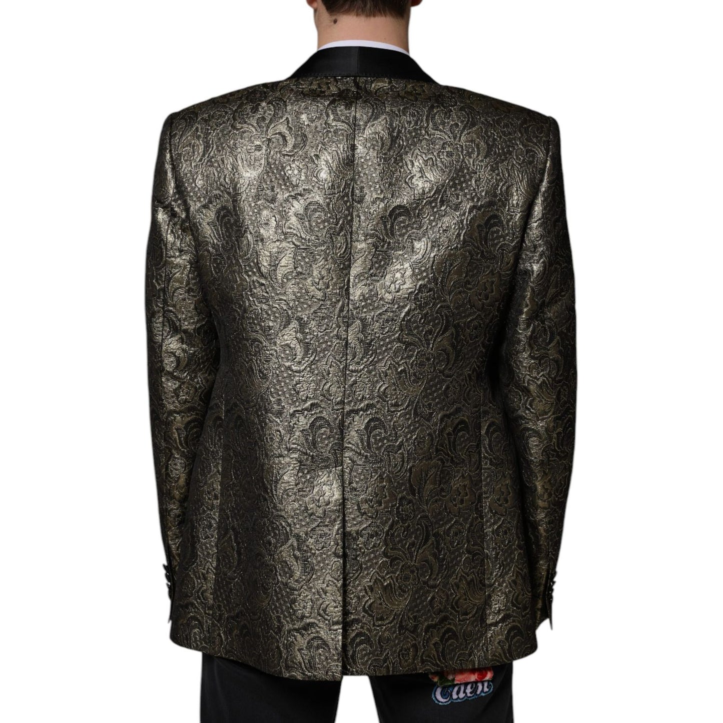Dolce & Gabbana Gold SICILIA Jacquard Single Breasted Coat Blazer