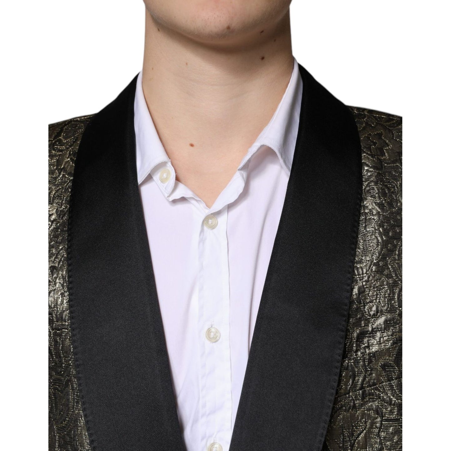 Dolce & Gabbana Gold SICILIA Jacquard Single Breasted Coat Blazer