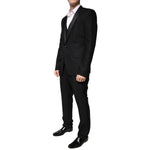 Dolce & Gabbana Black Wool 3 Piece Slim Fit Formal Suit