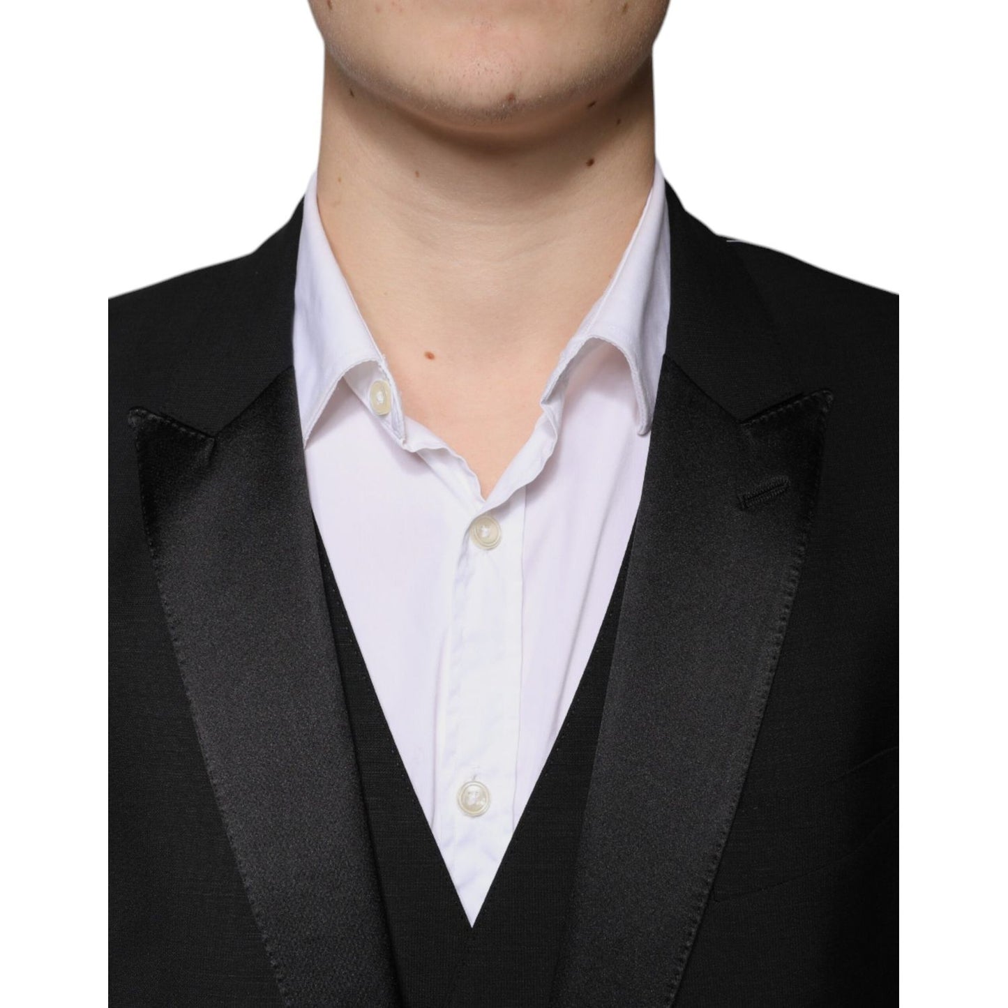 Dolce & Gabbana Black Wool 3 Piece Slim Fit Formal Suit