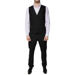 Dolce & Gabbana Black Wool 3 Piece Slim Fit Formal Suit