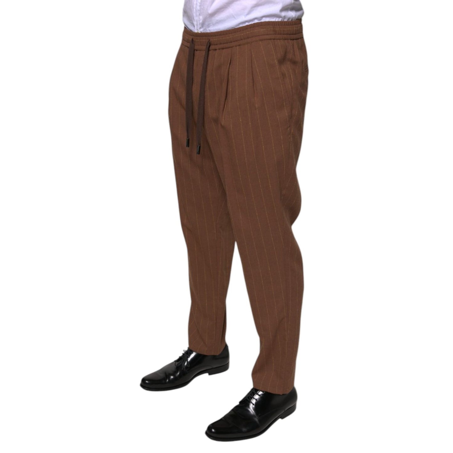 Dolce & Gabbana Brown Stripes Skinny Men Dress Pants