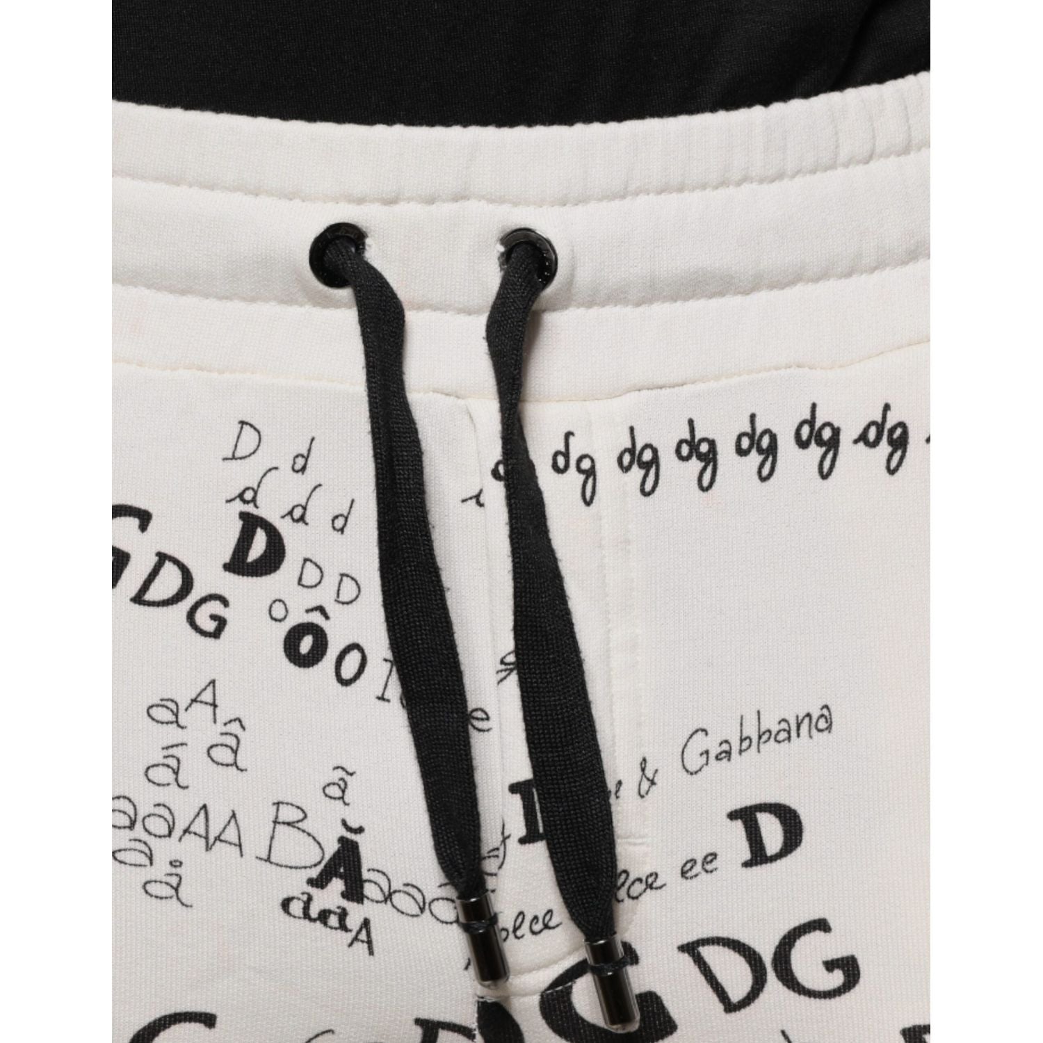Dolce & Gabbana White Printed Cotton Jogger Sweatpants Pants