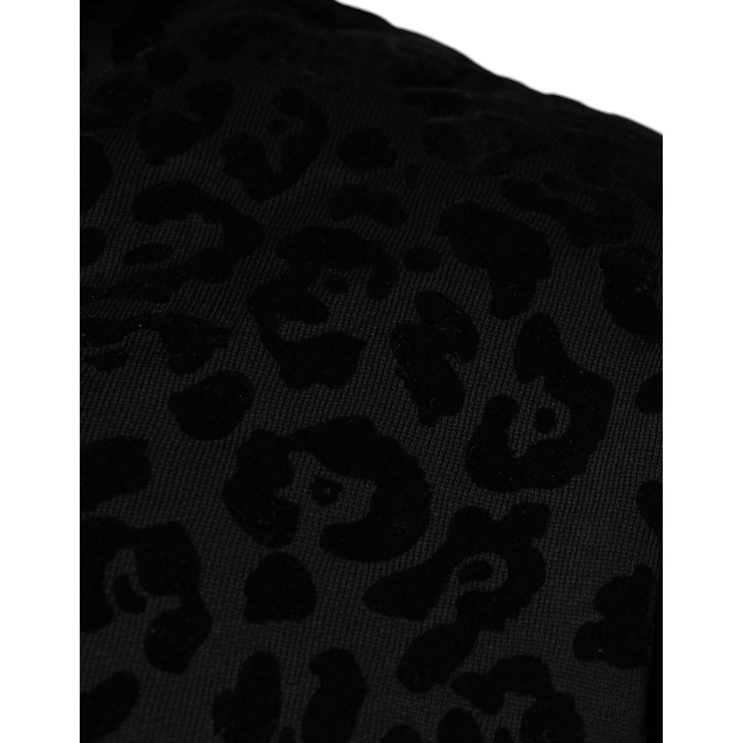 Dolce & Gabbana Black Leopard Cotton Hooded Full Zip Sweater