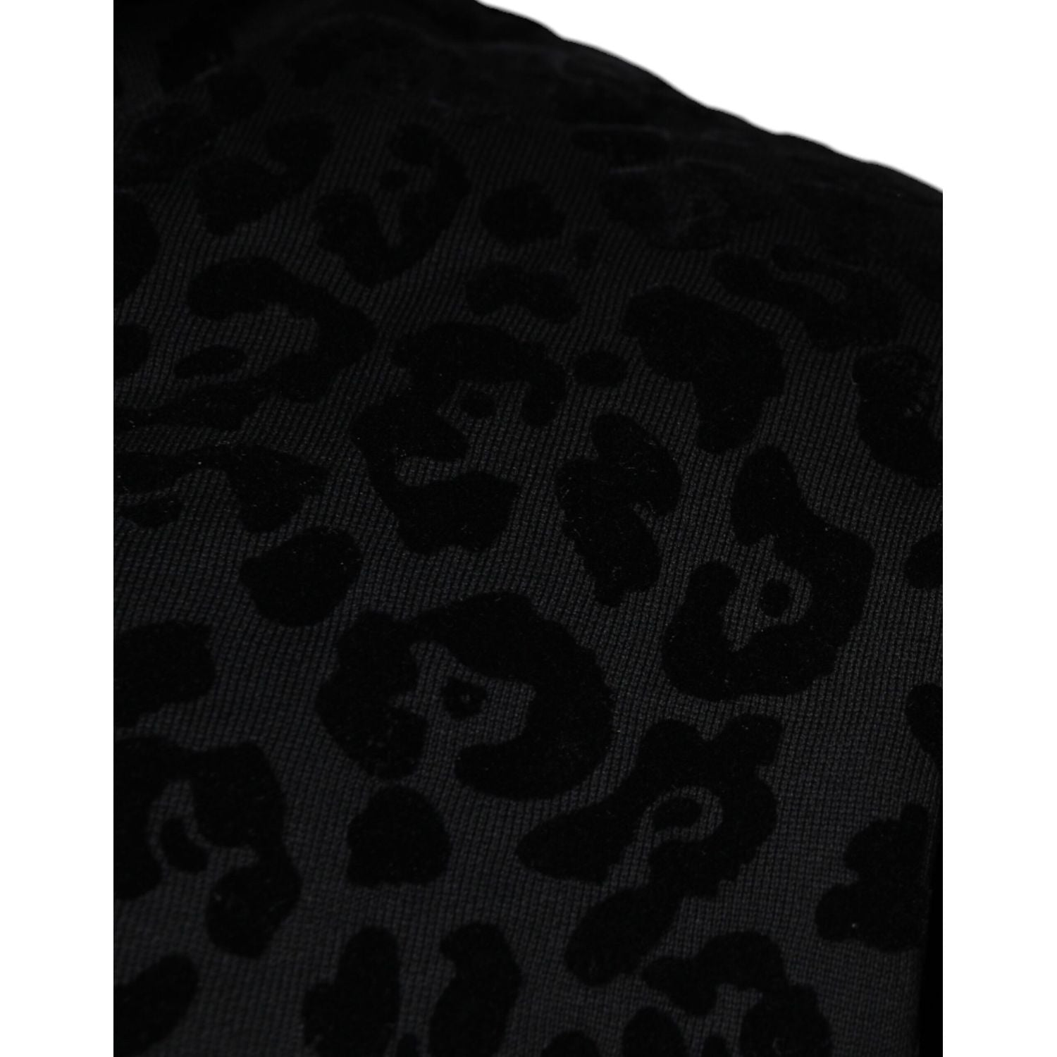 Dolce & Gabbana Black Leopard Cotton Hooded Full Zip Sweater