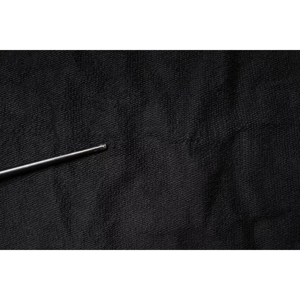 Dolce & Gabbana Black Leopard Cotton Hooded Full Zip Sweater