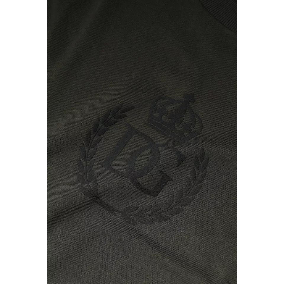Dolce & Gabbana Army Green Crown Cotton Sweatshirt Sweater