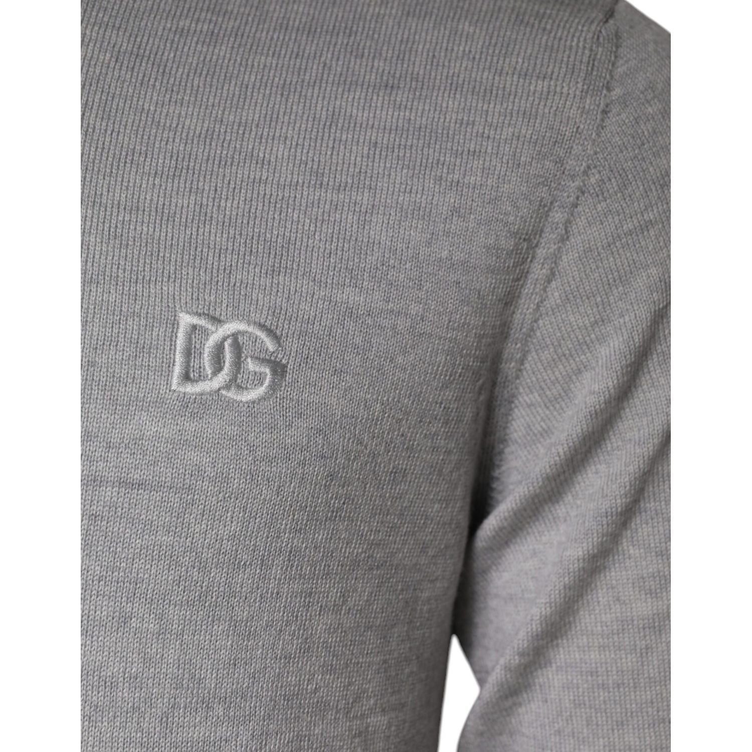 Dolce & Gabbana Light Gray Wool Crew Neck Pullover Sweater