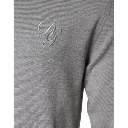 Dolce & Gabbana Light Gray Wool Crew Neck Pullover Sweater