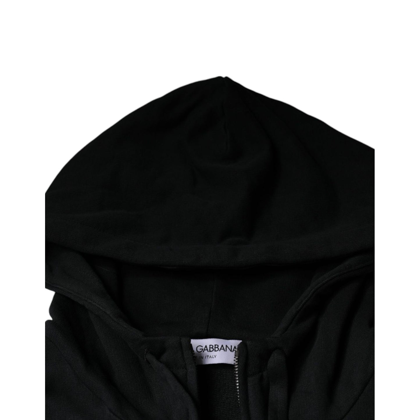 Dolce & Gabbana Black Logo Plaque Hooded Full Zip Sweater