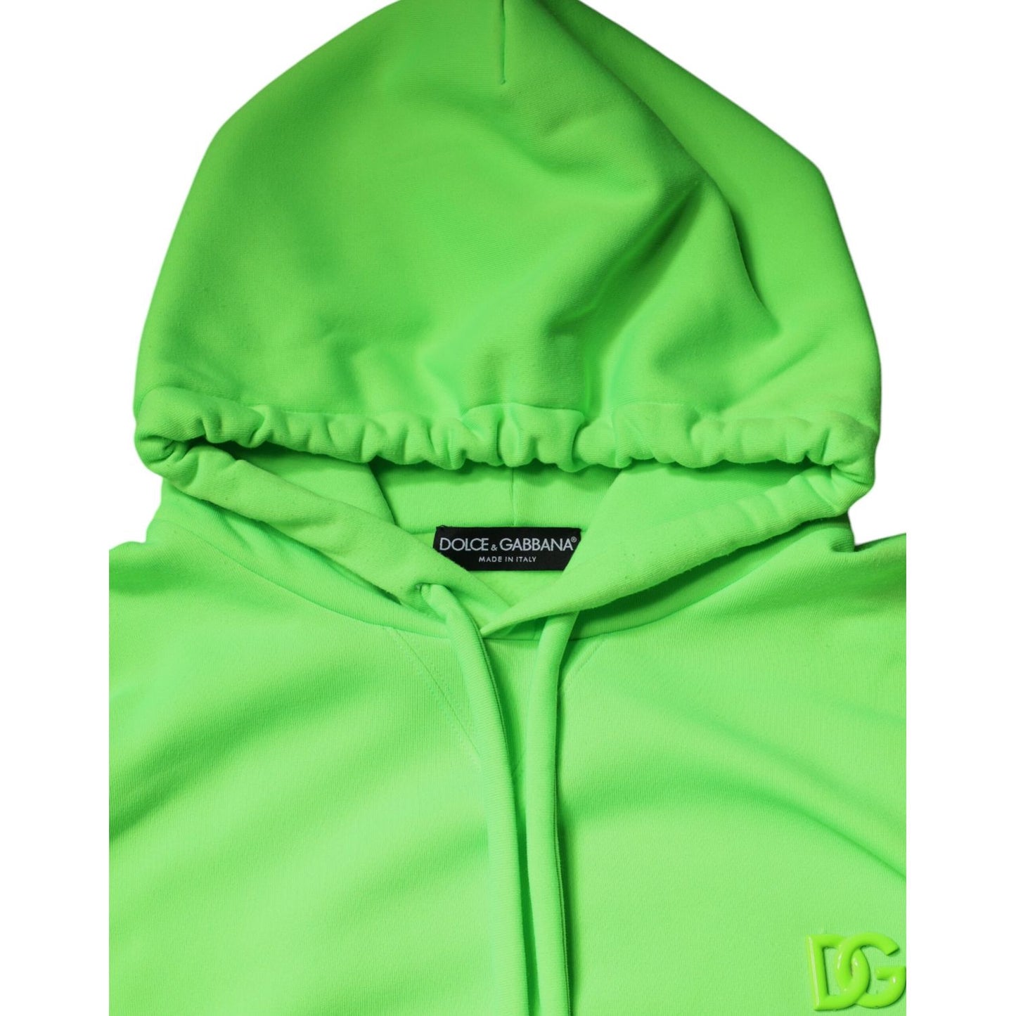 Dolce & Gabbana Green Logo Hooded Pullover Men Sweatshirt Sweater