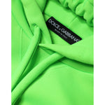 Dolce & Gabbana Green Logo Hooded Pullover Men Sweatshirt Sweater