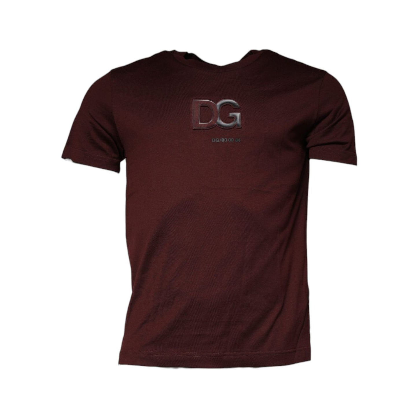 Dolce & Gabbana Maroon DG Logo Cotton Crew Neck T-shirt