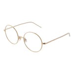Hugo Boss Gold Women Glasses Frame, titanium round full-rim style with demo plastic lenses, perfect for stylish ladies.