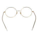 Hugo Boss Gold Women Glasses Frame in round full-rim style, gold titanium material, with demo lenses, includes branded case.