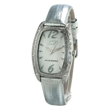 Chronotech Silver Leather Watch