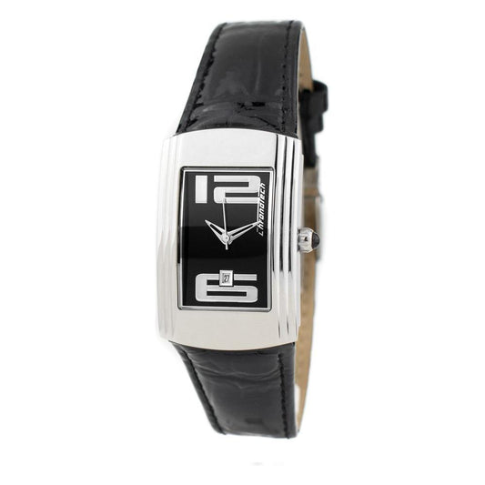 Chronotech Black Leather Watch