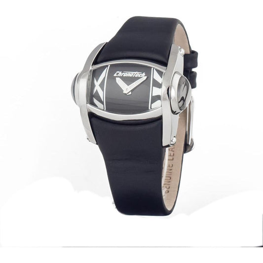 Chronotech Black Leather Watch