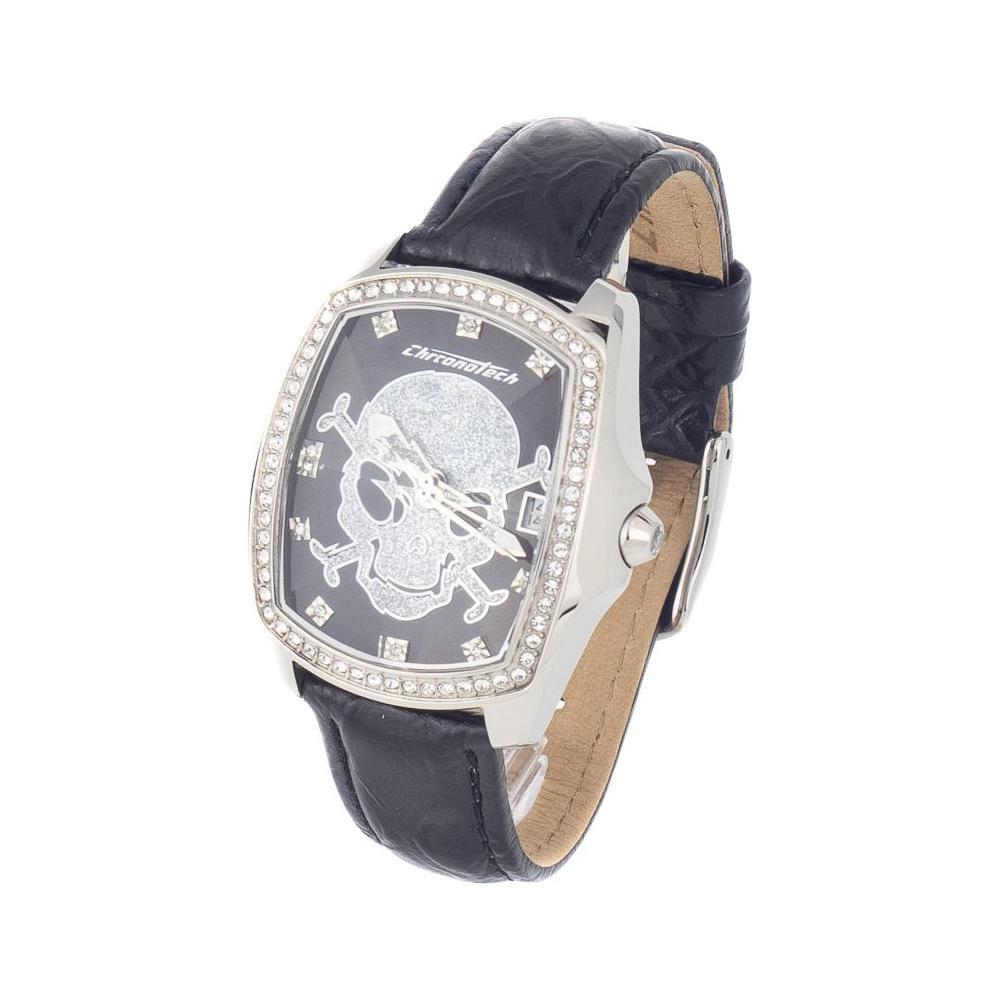 Chronotech Black Leather Dress Watch