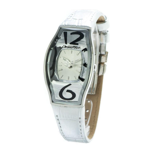 Chronotech Silver Leather Watch