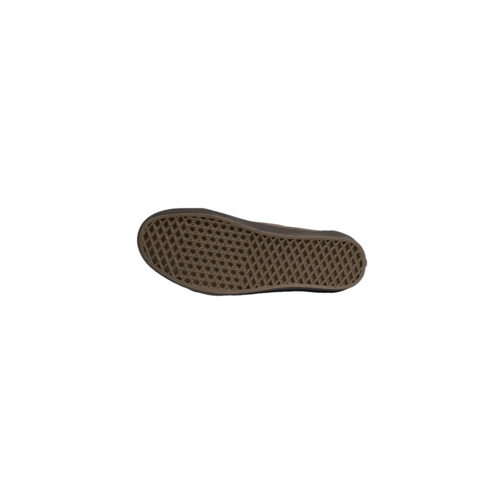 Sole view of Vans Brown Suede Leather Sneaker showing waffle pattern for grip.