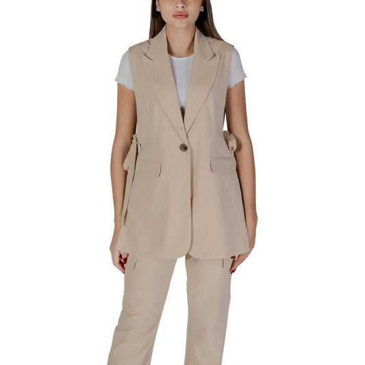 B.Young Beige Polyester Waistcoat
