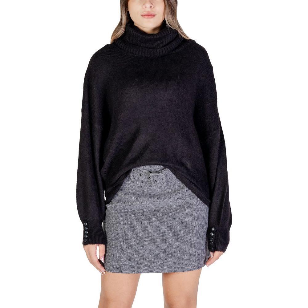 ICHI Black Marabou Turtleneck IC-15691900009-IT38|XS