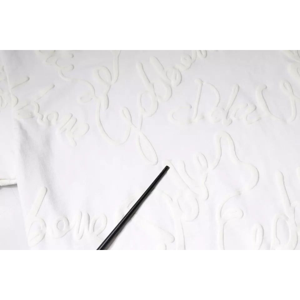 Dolce & Gabbana White Logo Print Cotton Crew Neck T-shirt