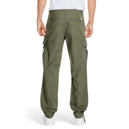 Alt Tag: Back view of Jack Jones Green Cotton Cargo Pants showing tapered fit and cargo pockets.
