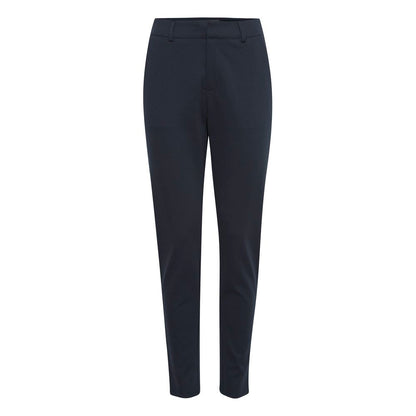 ICHI Blue Recycled Polyester Dress Pants with cigarette cut for elegant office or formal wear.