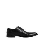 Dolce & Gabbana Black Leather Lace Up Men Derby Formal Shoes