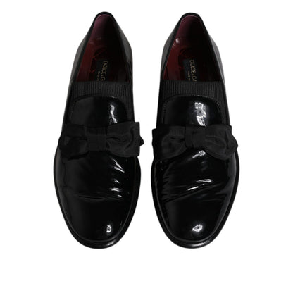 Dolce & Gabbana Black Leather Loafers Men Formal Dress Shoes