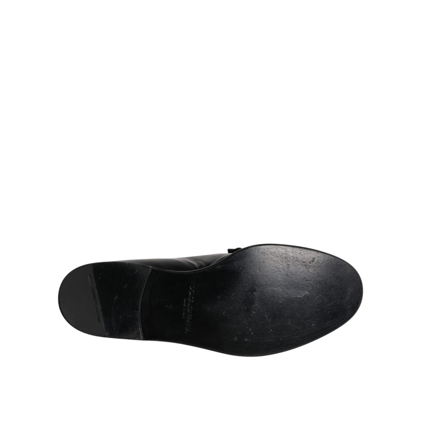 Dolce & Gabbana Black Leather Loafers Men Formal Dress Shoes