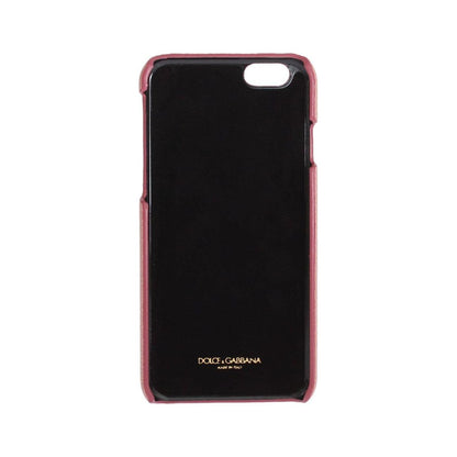 Dolce & Gabbana Pink Leather Heart Crystal Phone Case