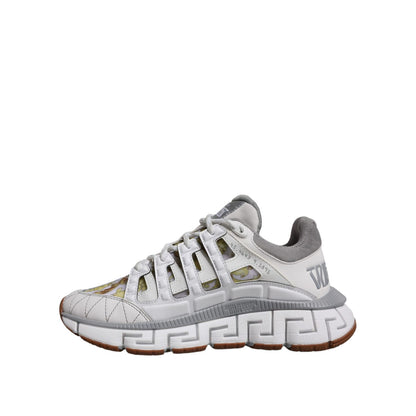 Versace White Trigreca Barocco Print Low Top Sneakers Shoes