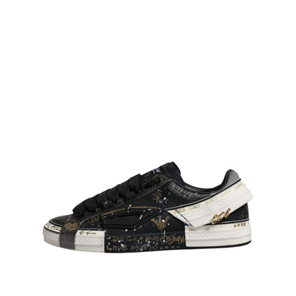 Dolce & Gabbana Black White Portofino Low Top Sneakers Shoes